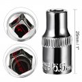 Uxcell 2 Pcs 1 4-inch Drive 5 5mm 6-point Shallow Socket Metric Cr-v