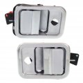 Freightliner Condor 2001-2007 Exterior Door Handle Driver And Passenger Side Pair Front All Chrome With Key Hole Black Hardware 