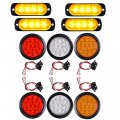 4x Amber Ultra Thin 4-led Warning Emergency Flashing Strobe Light Bars Surface Mount And 2 Red White 4 Round 12-led Truck