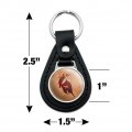 Graphics More Black Leather Cowgirl Pinup Riding Bucking Bull Rodeo Keychain