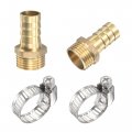 Uxcell Brass Hose Barb Fitting Straight 14mm X G1 2 Male Thread Pipe Connector With Stainless Steel Clamp Pack Of