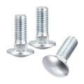 3 8-16x1 Carriage Bolt 6pcs Round Head Square Neck Screws Carbon Steel Zinc Plated Fully Threaded Silver 