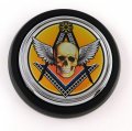 Mason Skull Masonic Car Truck Black Round Grill Badge 3 5 Grille Chrome Emblem