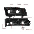 Auto Dynasty Led Drl Black Housing Clear Corner Headlight Lamps Tool Kit Compatible With Chevy Avalanche Silverado 03-07