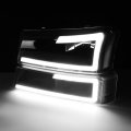 Auto Dynasty Led Drl Black Housing Clear Corner Headlight Lamps Tool Kit Compatible With Chevy Avalanche Silverado 03-07