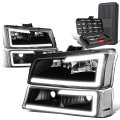 Auto Dynasty Led Drl Black Housing Clear Corner Headlight Lamps Tool Kit Compatible With Chevy Avalanche Silverado 03-07
