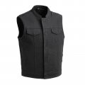 First Mfg Co Havoc Men S Motorcycle Biker Riding Black Twill Band Vest Large Conceal Carry Pockets 
