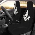 Teery-yy Cool Skull Freemason Logo Black Pattern Car Seat Covers 2 Pcs Front Protector Cover Cushion Auto Decor Universal Fit 
