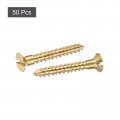 Uxcell Wood Screws M3 X 20mm Slotted Flat Head Brass Self-tapping Screw 50 Pcs