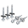 12x1-1 2 Self Drilling Screws With Rubber Washer 200pcs Zinc Plated Finish Hex Head Tapping Epdm For Metal 
