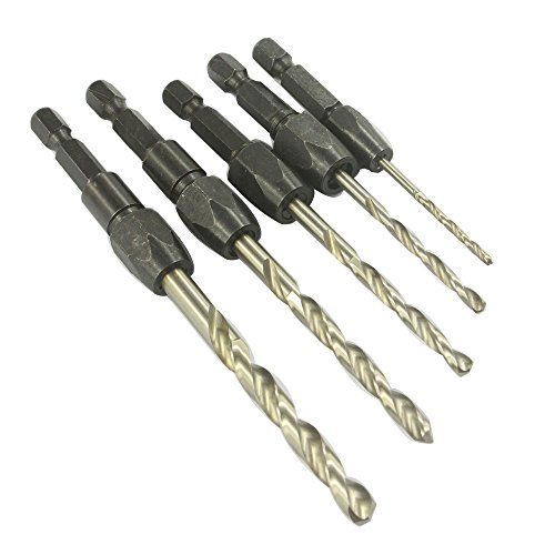 5-in-1 Stainless Steel Drill Bits Cutting Tools Set Black Silver 5 Pcs