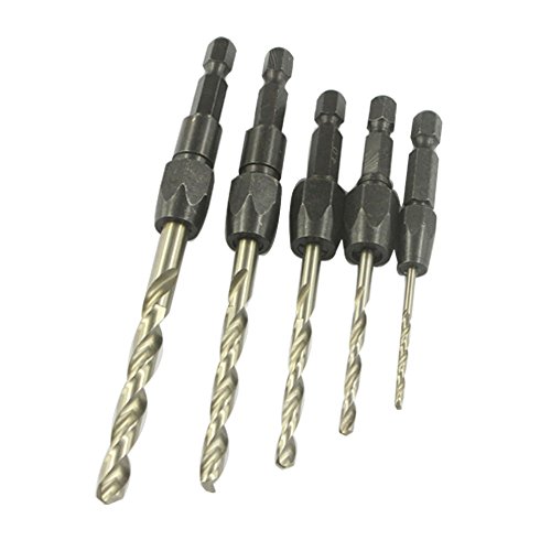 5-in-1 Stainless Steel Drill Bits Cutting Tools Set Black Silver 5 Pcs