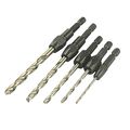 5-in-1 Stainless Steel Drill Bits Cutting Tools Set Black Silver 5 Pcs 