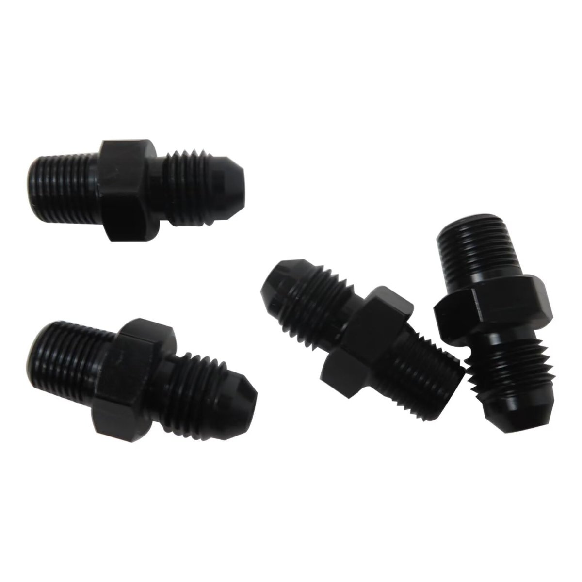 4pcs Black 4an To 1 8 Npt Adapter Male Flare Female Straight Pipe Thread Fitting Aluminum Alloy For Fuel Lines Cooling Systems
