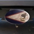 Rustic Distressed American Samoa Flag Oval Tow Trailer Hitch Cover Plug Insert