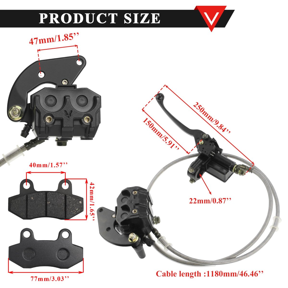 Pro Bat Hydraulic Front Disc Brake Caliper System With Extra Pad For 150cc 200cc 250cc Pit Trail Dirt Bike