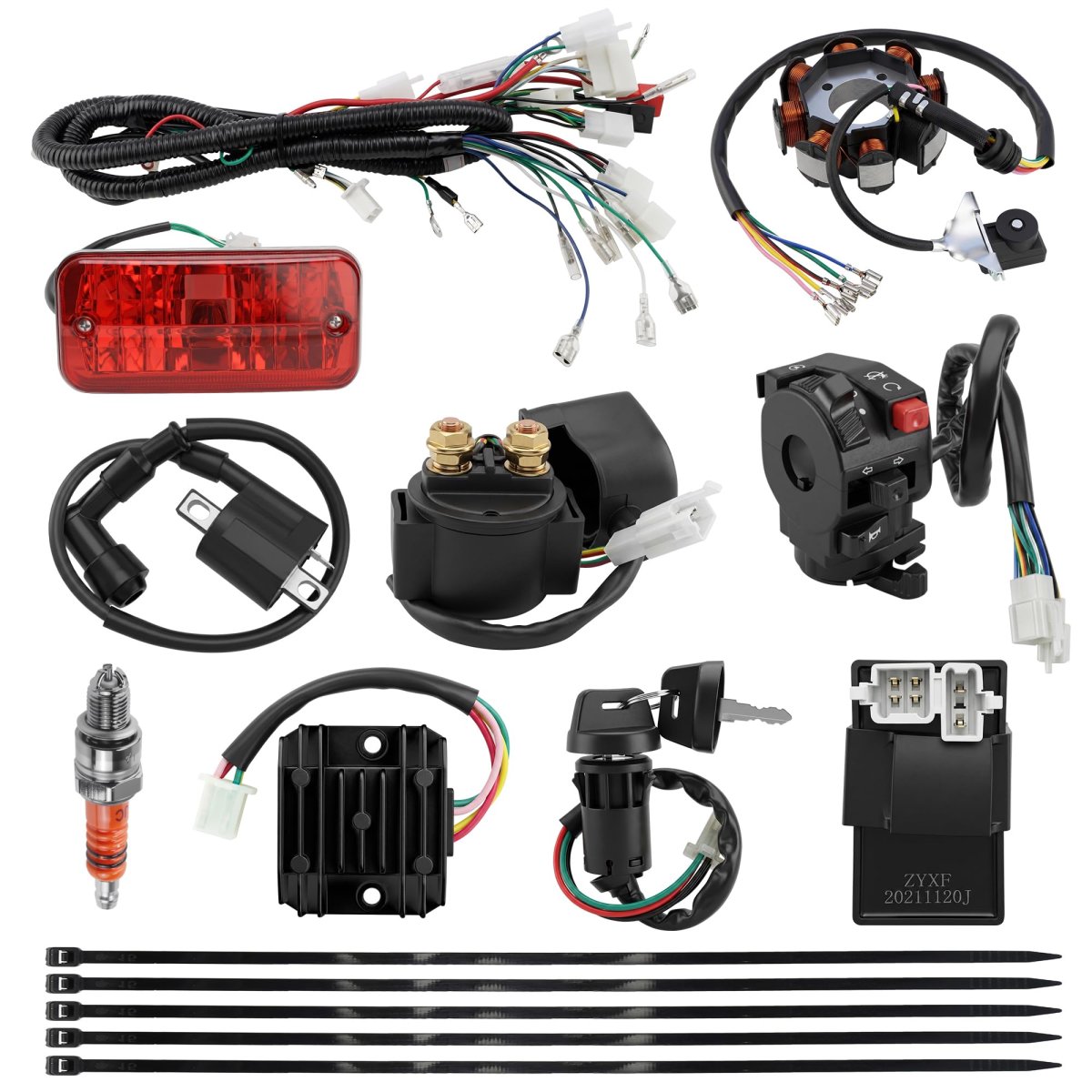 Complete Electrics 4 Stroke Wiring Harness Kit With 8 Coil Cdi Stator For 150cc 200cc 250cc 300cc Atv Quad Dirt Bike Go Kart