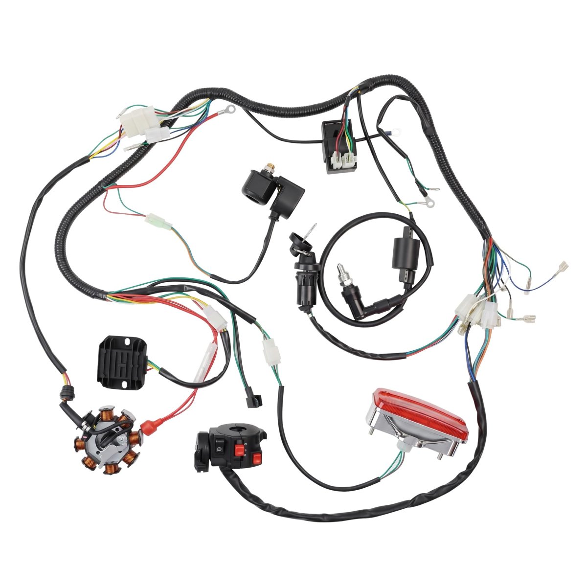 Complete Electrics 4 Stroke Wiring Harness Kit With 8 Coil Cdi Stator For 150cc 200cc 250cc 300cc Atv Quad Dirt Bike Go Kart