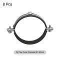 Uxcell 87-92mm Rigid Pipe Strap Clamps Carbon Steel Bracket Tube Clip M8 Nut Size For Water 8 Pcs