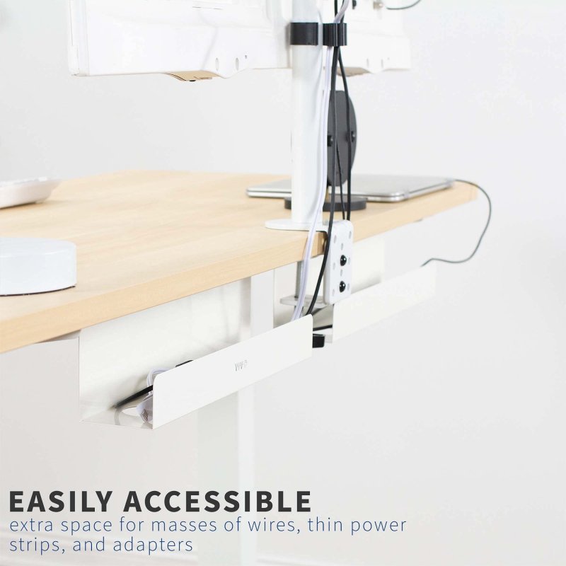 Vivo Under Desk 17 Inch Cable Management Trays Power Strip Holders Cord Organizers Wire Tamers For Office And Home White 2 Pack