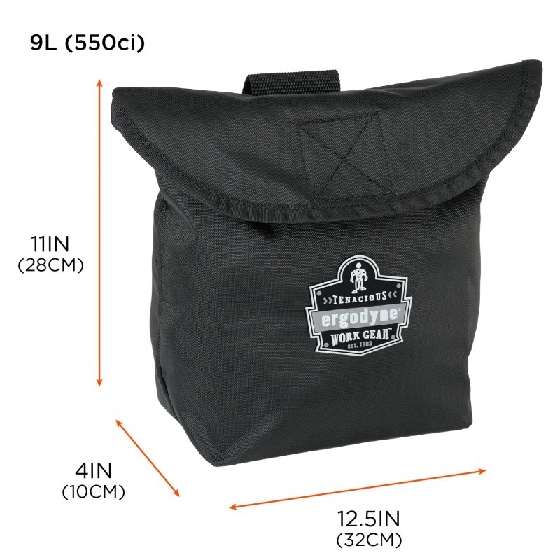 Carry Pouch For Full Respirator Masks Straps To Attach Around Belt Cover Flap Closure 10 L X 3 5 W 6 H Ergodyne Arsenal 5181