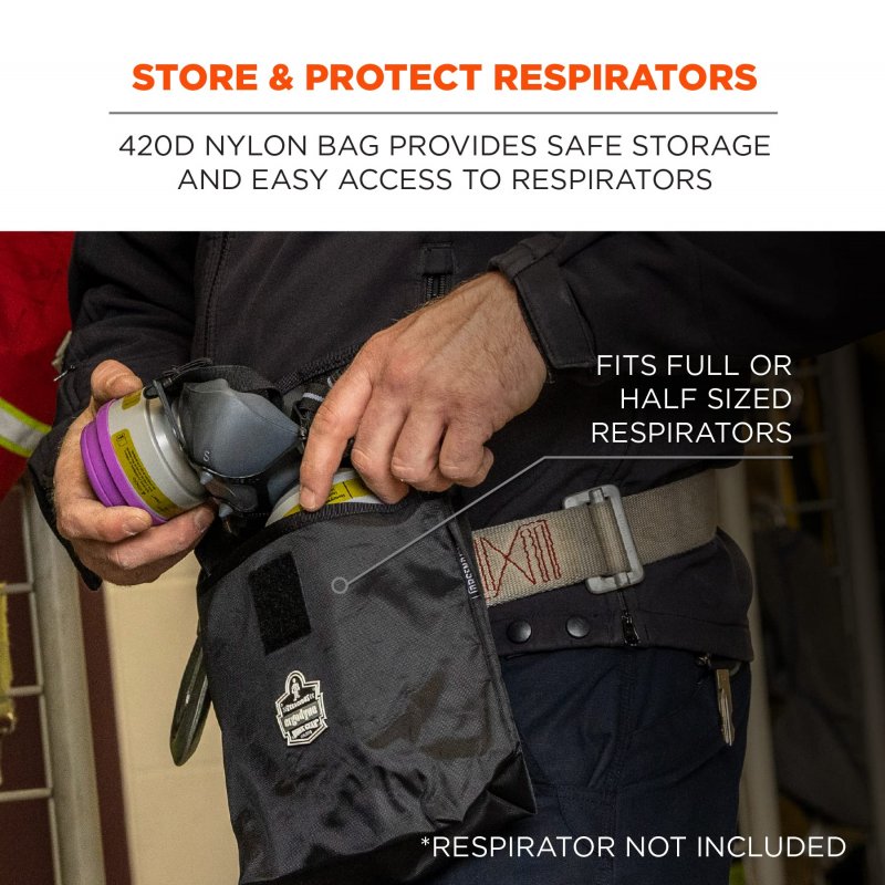 Carry Pouch For Full Respirator Masks Straps To Attach Around Belt Cover Flap Closure 10 L X 3 5 W 6 H Ergodyne Arsenal 5181