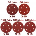 Hifrom 50pcs 5 Inch Sanding Discs 6-hole Dustless Hook-and-loop 60 80 120 180 240 Grit Sandpaper Assortment For Random Orbital