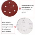 Hifrom 50pcs 5 Inch Sanding Discs 6-hole Dustless Hook-and-loop 60 80 120 180 240 Grit Sandpaper Assortment For Random Orbital