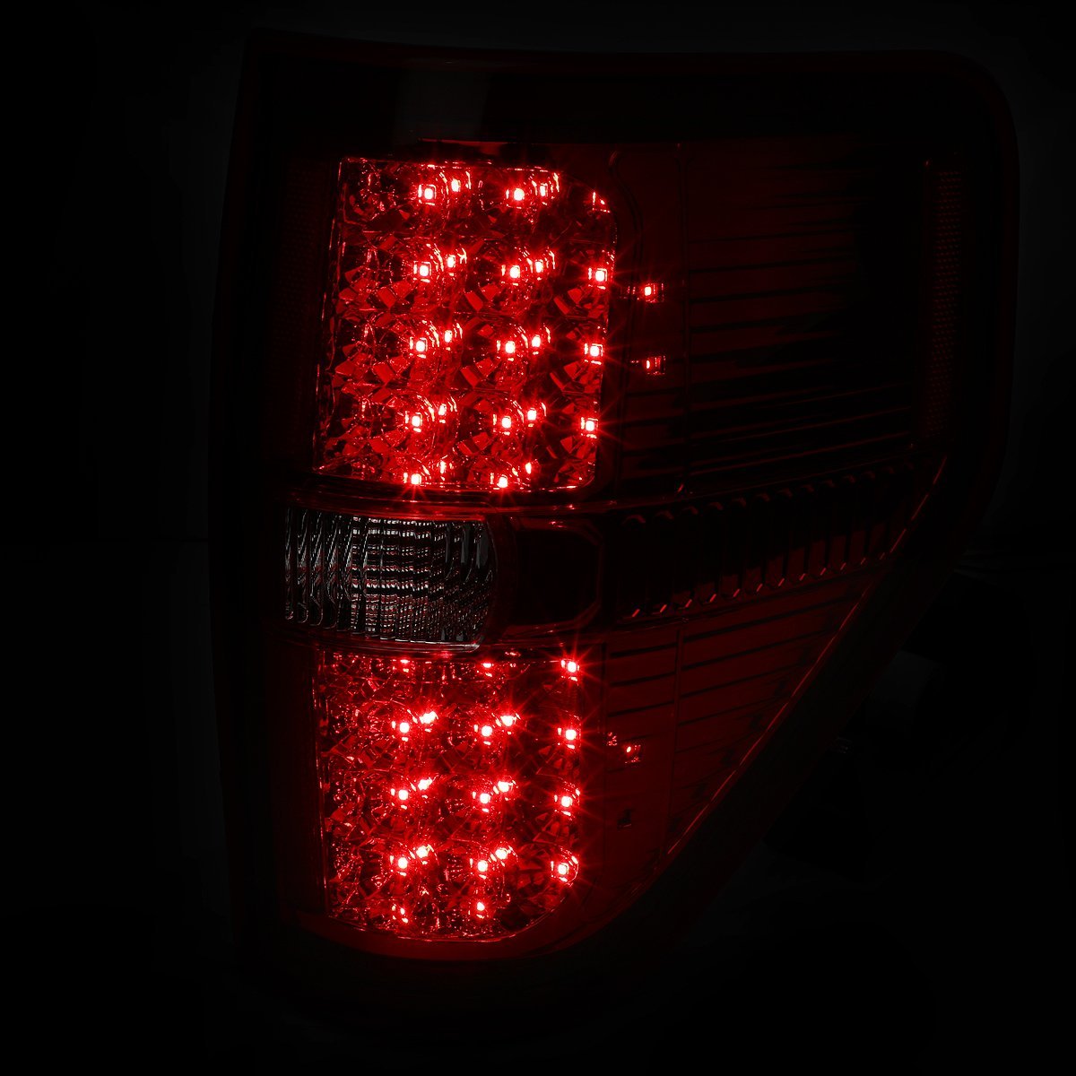 Auto Dynasty Tail Lights For 2009-2014 Ford F150 Driver And Passenger Side Full Led Brake Lamps Replacement Chrome Housing Red