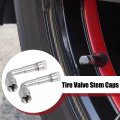 X Autohaux 2pcs Copper Nickel Plated Tyre Valve Extension Adaptor 90 Degrees Stem Extenders Caps For Cars Trucks Motorcycles