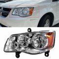 Ecotric Left Headlight Compatible With 2011-2019 Dodge Grand Caravan 2008-2016 Chrysler Town Country Driver Side Chrome Housing