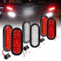 True Mods 4 Red 2 White 6 Oval Led Trailer Tail Light Kit Dot Fmvss 108 24 Grommets Plugs Ip67 Waterproof Stop Brake Turn 