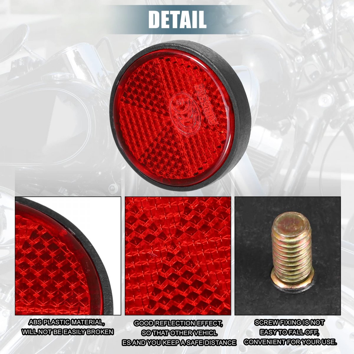 8 Pcs Round Rear Reflectors Screw On Safety Spoke Reflective Gate Posts Reflector For Cars Trailer Motorcycle Trucks Boat