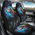 Stuoarte Galaxy Forest Wolf Print Car Seat Covers Women Men 2 Piece 3d Bucket Automotive Protector Universal Fit For Suv Sedan