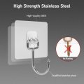 Clear Adhesive Wall Hooks All Purpose Sticky Extra Large Transparent Heavy Duty Waterproof Rustproof Hanging -10 Pack 22lb Max