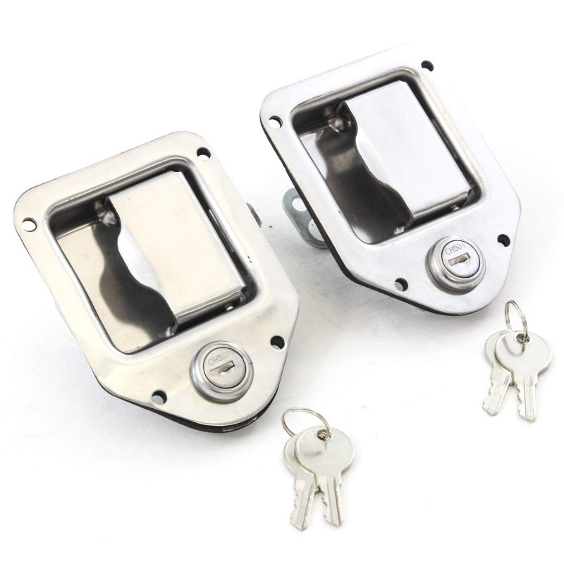 Red Hound Auto 2 Stainless Door Lock Trailer Toolbox Rv Handle Latch 4-3 8 Inches X 3-1 4 Paddle Key