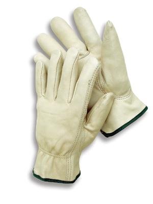 Radnora Medium Premium Grain Leather Unlined Drivers Gloves With Keystone Thumb Slip-on Cuff And Color-coded Hem