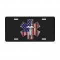 Ems Star Of Life Emt Paramedic Medic American Flag Decorative License Plate Aluminum Sign Metal 4 Holes Car Front Frame Tag 6 X 
