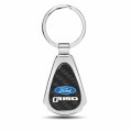 Ipick Image Compatible With Ford F-150 2015 Up Real Black Carbon Fiber Chrome Metal Teardrop Key Chain