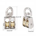 Uxcell 2pcs Lifting Crane Swivel Hook Double Pulley Block Hanging Wire Towing Wheel Zinc Alloy