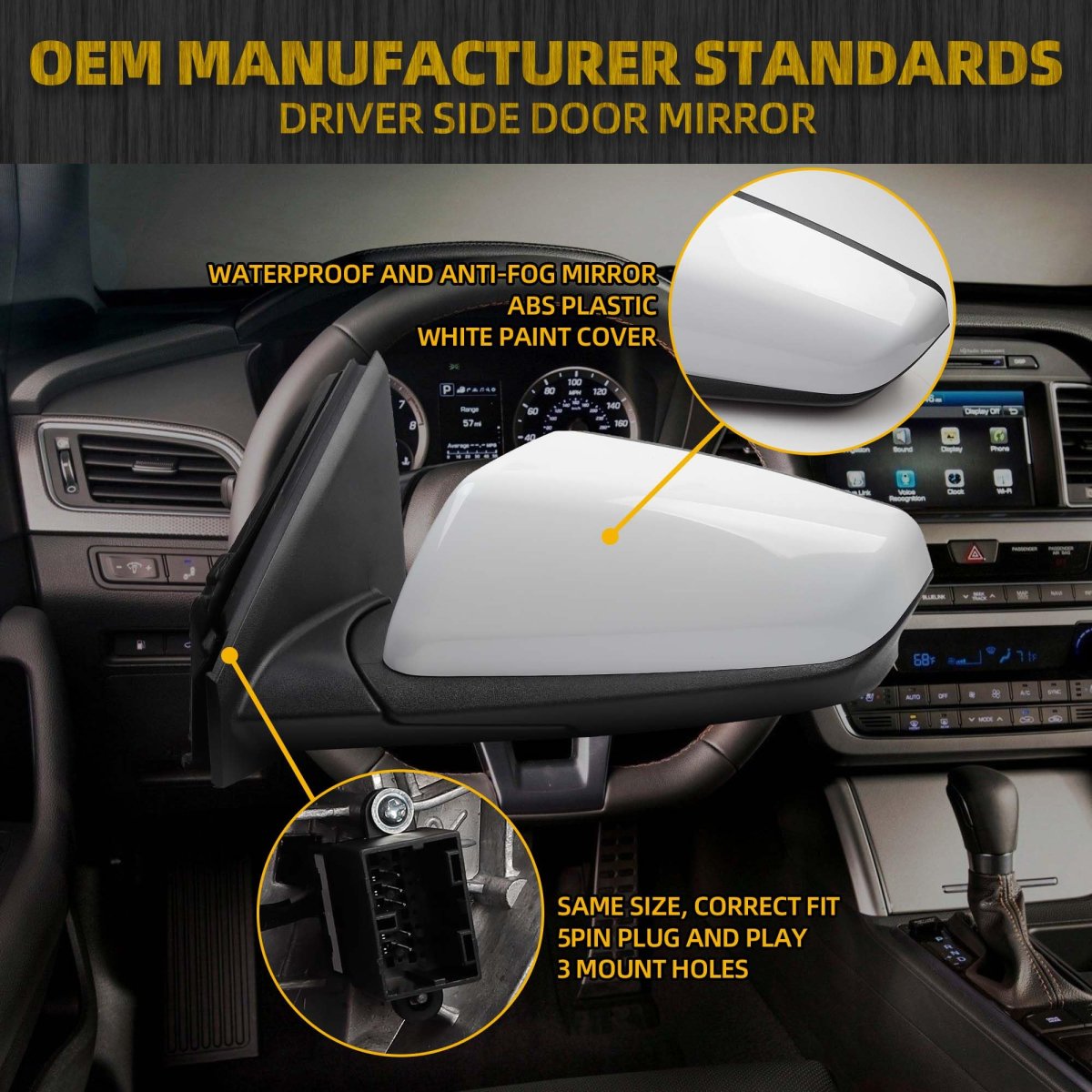 Left Driver Side Mirror For 2018-2023 Chevy Equinox Gmc Terrain Rearview With Heated Glass Power Manual Folding Replace