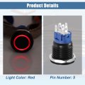 X Autohaux 2pcs 19mm Car Interior Pressure Switch Momentary Push Button With Ring Lighting Led 1no 1nc 12-24v Aluminum Alloy