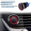 2pcs 19mm Car Interior Pressure Switch Momentary Push Button With Ring Lighting Led 1no 1nc 12-24v Aluminum Alloy For Boat