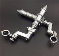 Hk Group Motorcycle Chrome Bamboo Style Foot Peg Footrest With Mounting Kit Clamps Fits Front Engine Guards 1 4 Diameter Tubing