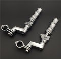 Hk Group Motorcycle Chrome Bamboo Style Foot Peg Footrest With Mounting Kit Clamps Fits Front Engine Guards 1 4 Diameter Tubing