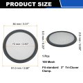 3 In Fkm Sanitary Gasket With 100 Mesh Stainless Steel Screen High Temp Resistant Filter For Tri Clover Clamp Ferrule Fittings