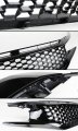 Glossy Black Mesh Badgeless Front Hood Grill Grille Eye Lid Compatible With 2016-2019 Honda Civic