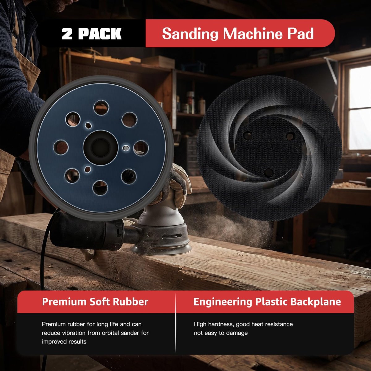 5 In Sander Pad 2 Pack 8 Hole Hook And Loop Replacement For Bo5030 K Ros Replaces 343 343k 390 382