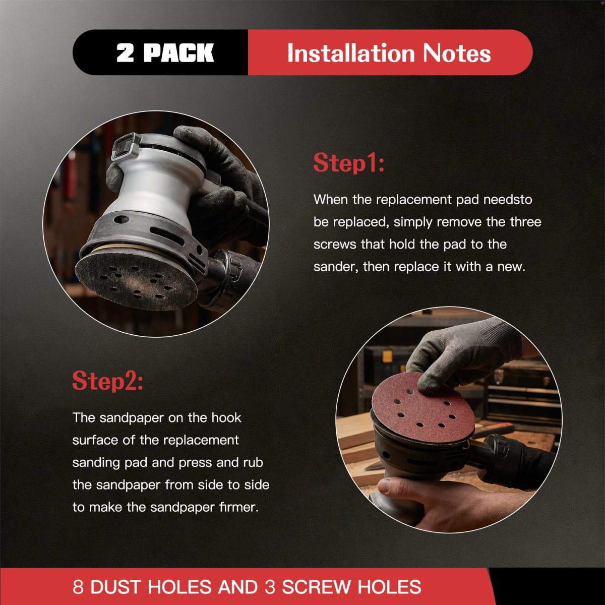 5 In Sander Pad 2 Pack 8 Hole Hook And Loop Replacement For Bo5030 K Ros Replaces 343 343k 390 382