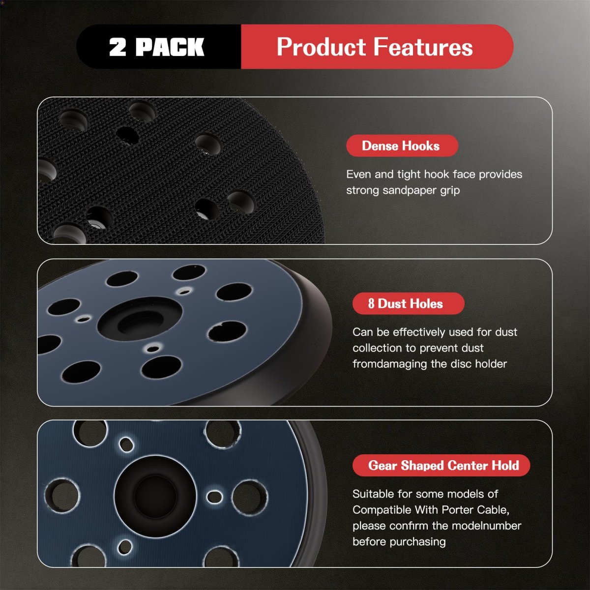 5 In Sander Pad 2 Pack 8 Hole Hook And Loop Replacement For Bo5030 K Ros Replaces 343 343k 390 382